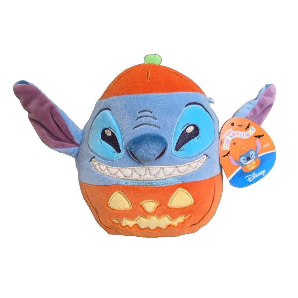 Disney Original Stitch 8" Squishmallow Halloween Pumpkin Plush Toy NWT